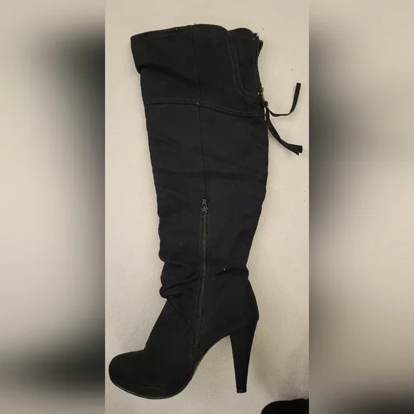 Fioni Elegant Black Over The Knee-High Women's Boots, Size 8, - Picture 2 of 11